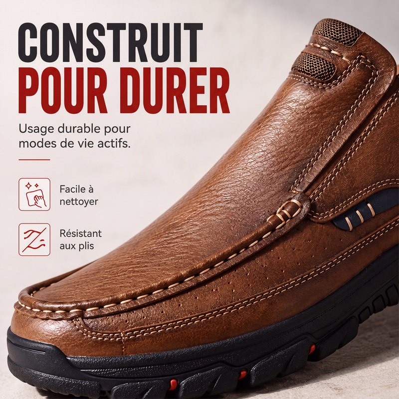 Chaussures décontractées à enfiler pour homme en cuir PU