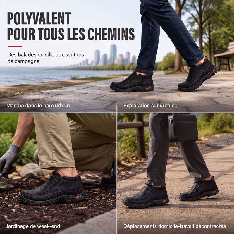 Chaussures décontractées à enfiler pour homme en cuir PU