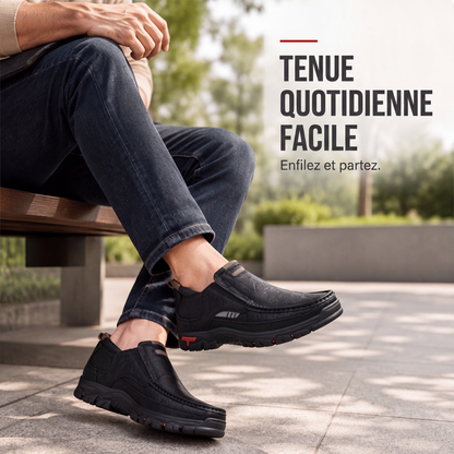 Chaussures décontractées à enfiler pour homme en cuir PU