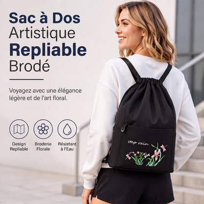 Sac à dos vintage à cordon pliable pour femmes