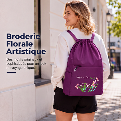 Sac à dos vintage à cordon pliable pour femmes