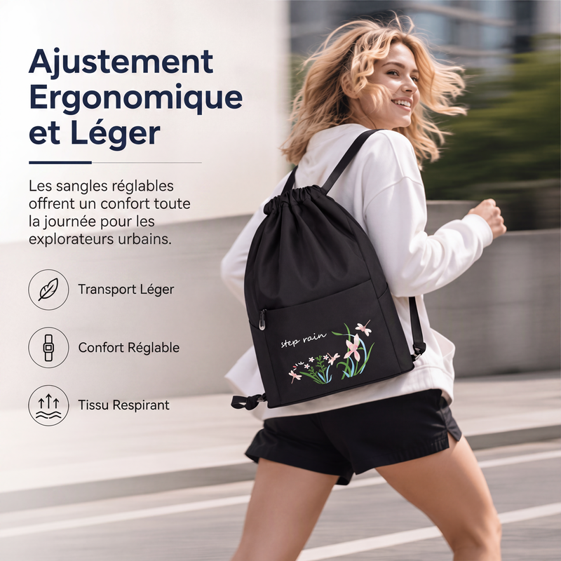 Sac à dos vintage à cordon pliable pour femmes