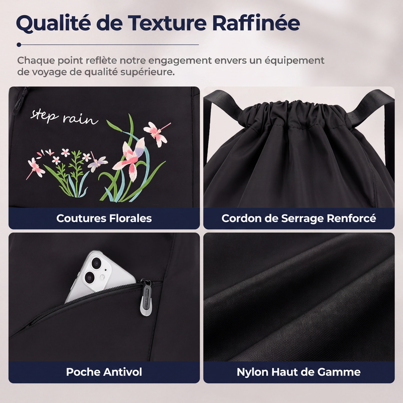 Sac à dos vintage à cordon pliable pour femmes