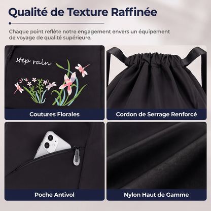 Sac à dos vintage à cordon pliable pour femmes
