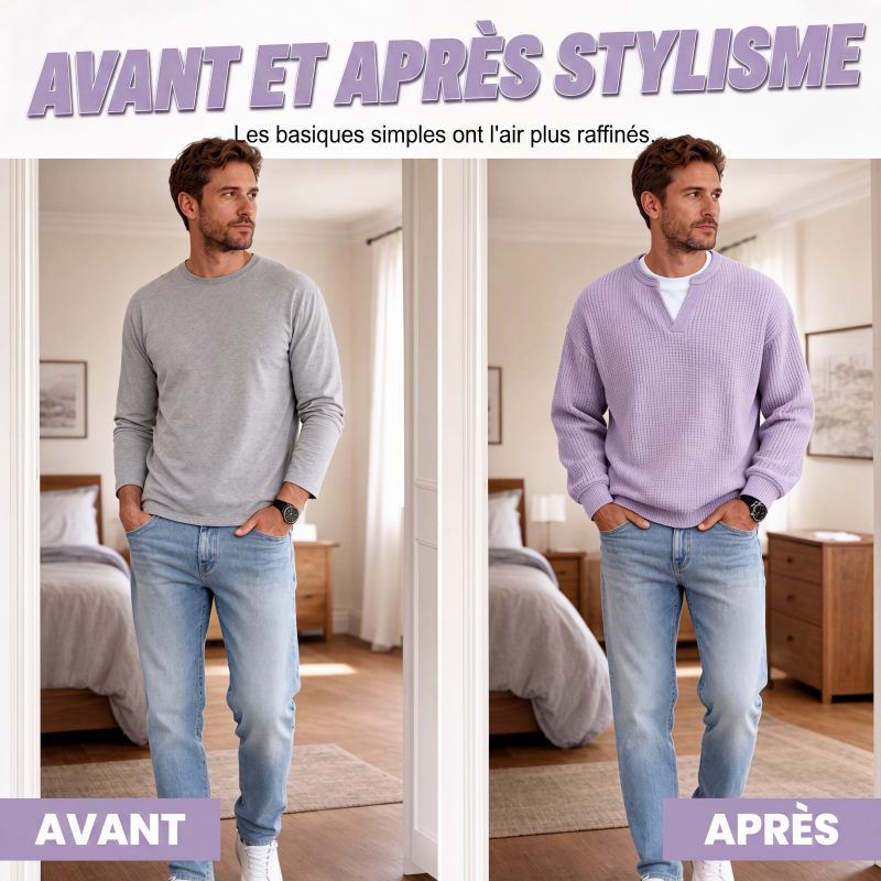 T-shirt en nid d'abeille confort superposé