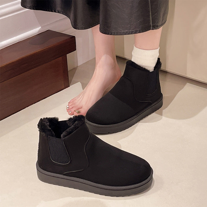Bottes de Cheville de Neige Chaudes à Semelle Épaisse pour Femmes