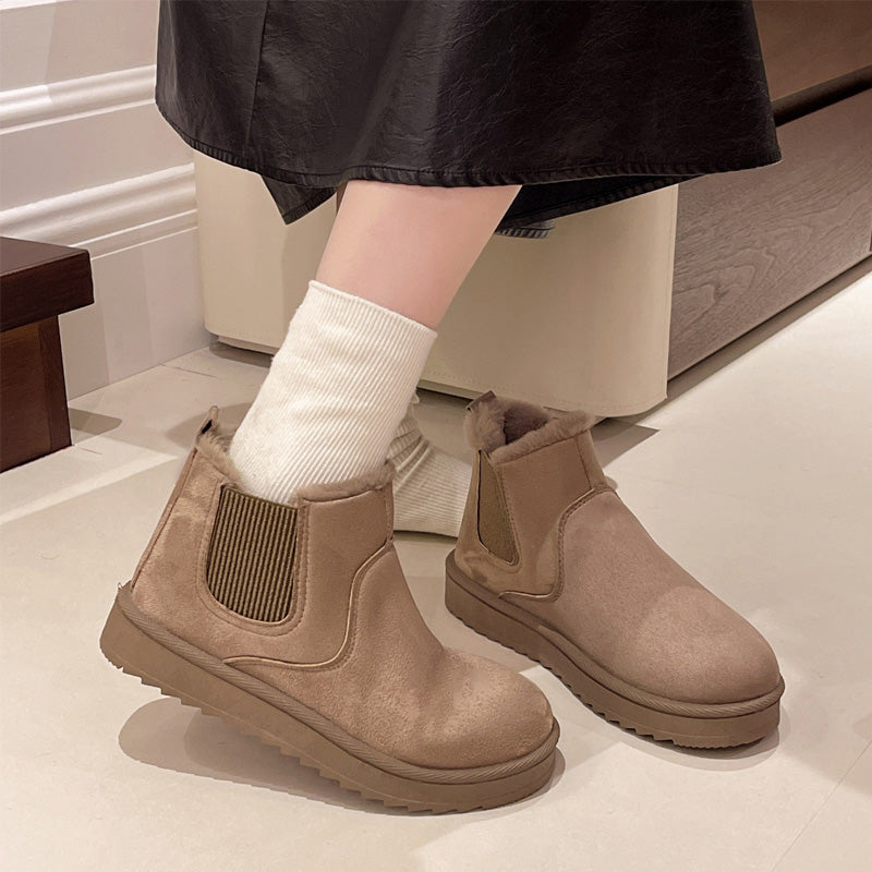 Bottes de Cheville de Neige Chaudes à Semelle Épaisse pour Femmes