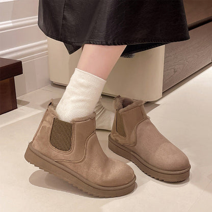 Bottes de Cheville de Neige Chaudes à Semelle Épaisse pour Femmes