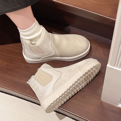 Bottes de Cheville de Neige Chaudes à Semelle Épaisse pour Femmes