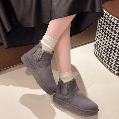 Bottes de Cheville de Neige Chaudes à Semelle Épaisse pour Femmes