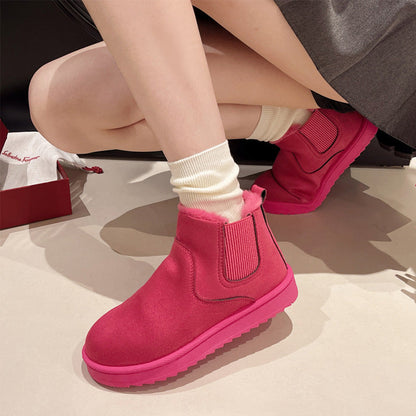Bottes de Cheville de Neige Chaudes à Semelle Épaisse pour Femmes