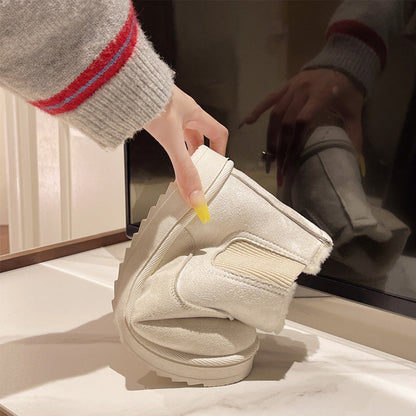 Bottes de Cheville de Neige Chaudes à Semelle Épaisse pour Femmes