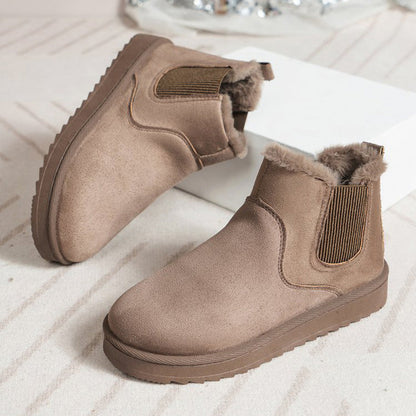 Bottes de Cheville de Neige Chaudes à Semelle Épaisse pour Femmes