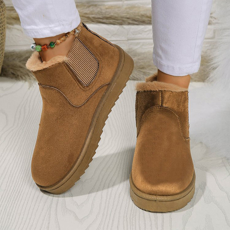 Bottes de Cheville de Neige Chaudes à Semelle Épaisse pour Femmes
