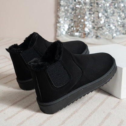 Bottes de Cheville de Neige Chaudes à Semelle Épaisse pour Femmes