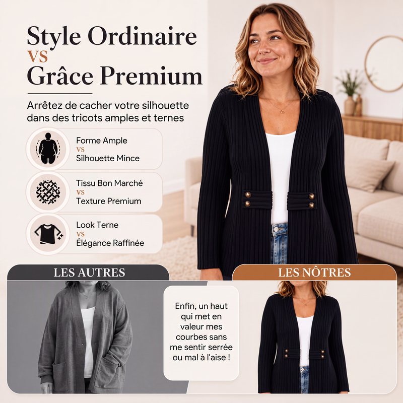 Cardigan en maille côtelée pour femme