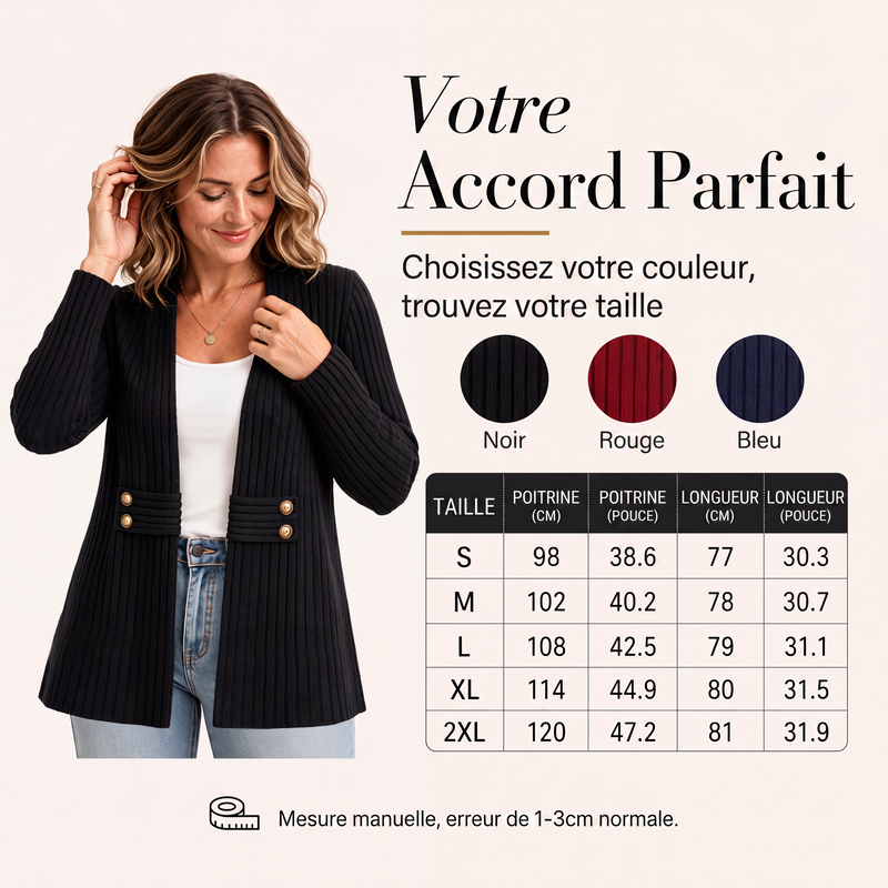 Cardigan en maille côtelée pour femme
