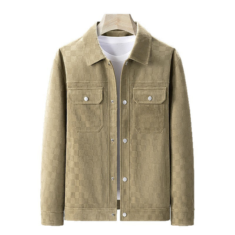 Veste à damier pour homme en faux daim