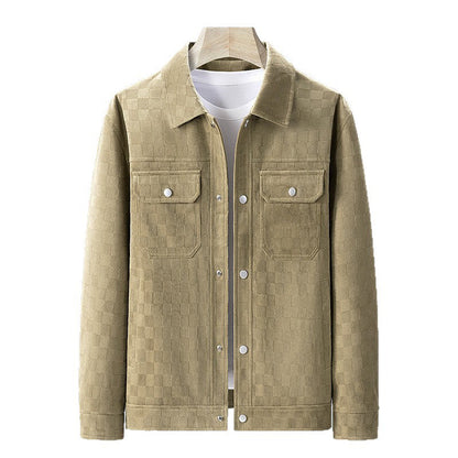 Veste à damier pour homme en faux daim