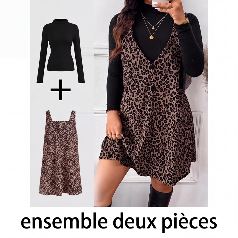 Ensemble léopard superposé flatteur