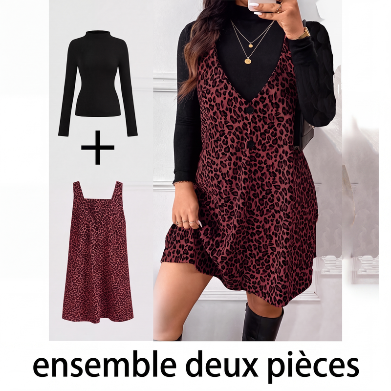 Ensemble léopard superposé flatteur
