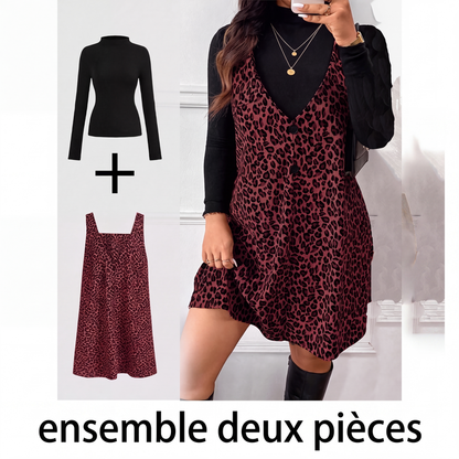 Ensemble léopard superposé flatteur