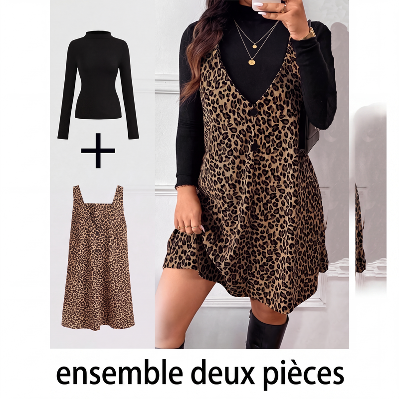 Ensemble léopard superposé flatteur