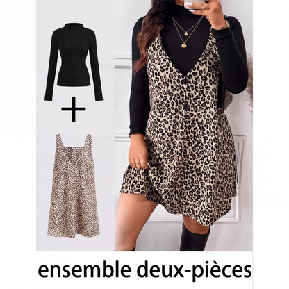 Ensemble léopard superposé flatteur
