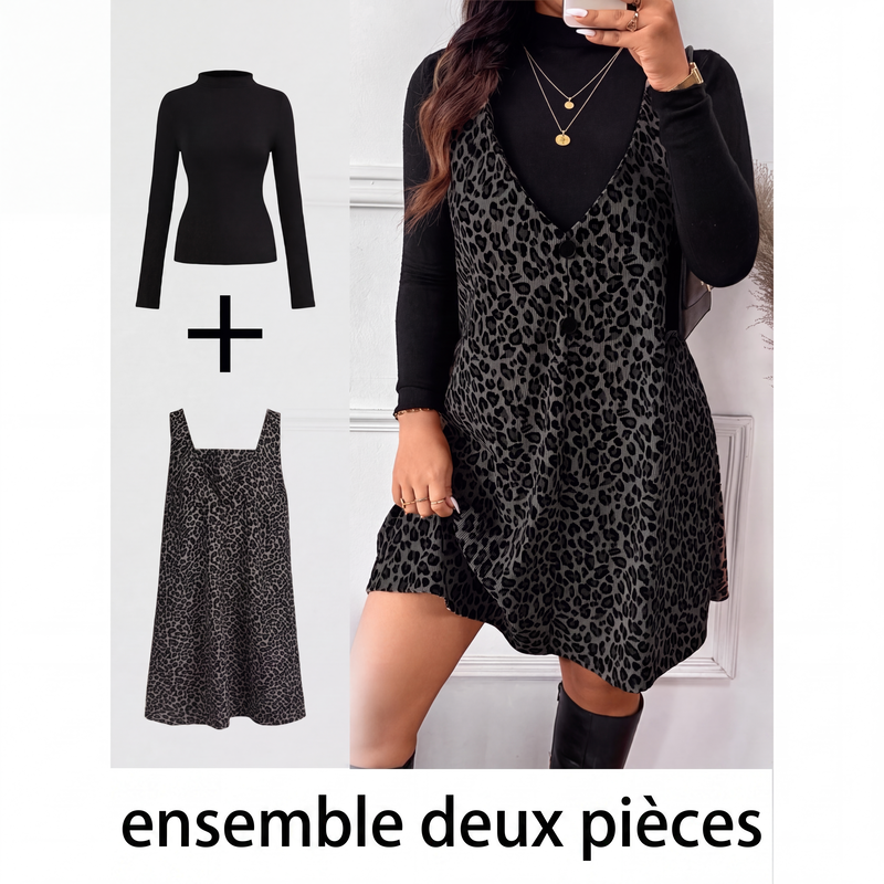 Ensemble léopard superposé flatteur