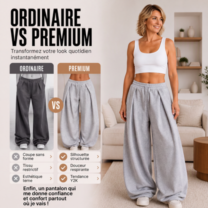 Pantalons de survêtement décontractés à jambes larges plissés pour femmes
