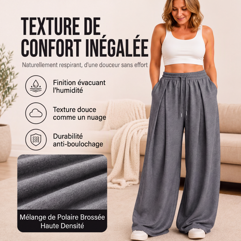 Pantalons de survêtement décontractés à jambes larges plissés pour femmes