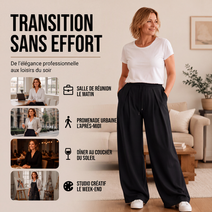 Pantalons de survêtement décontractés à jambes larges plissés pour femmes