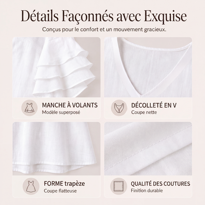 Robe pour femme à col en V et manches à volants