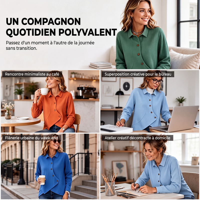 Haut en maille à ourlet irrégulier avec boutons pour femme