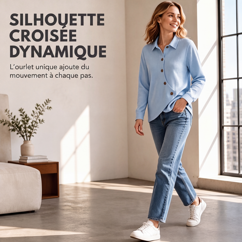 Haut en maille à ourlet irrégulier avec boutons pour femme