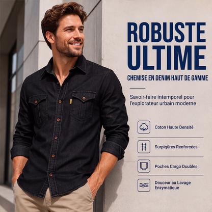 Chemise en jean décontractée à manches longues pour homme