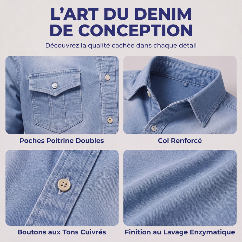 Chemise en jean décontractée à manches longues pour homme