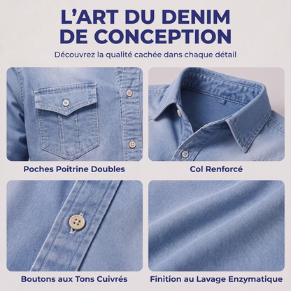 Chemise en jean décontractée à manches longues pour homme