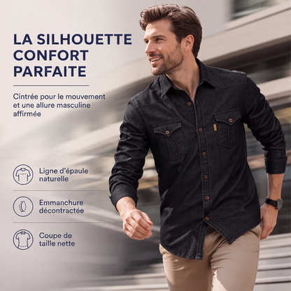Chemise en jean décontractée à manches longues pour homme