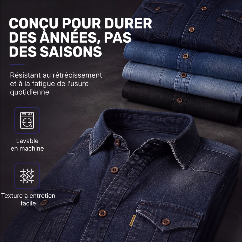 Chemise en jean décontractée à manches longues pour homme