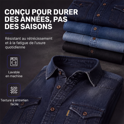 Chemise en jean décontractée à manches longues pour homme