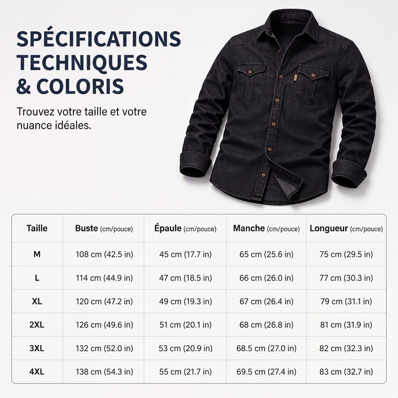 Chemise en jean décontractée à manches longues pour homme