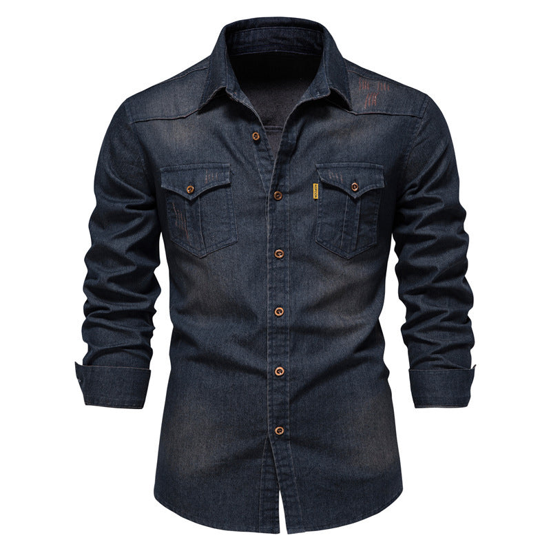 Chemise en jean décontractée à manches longues pour homme