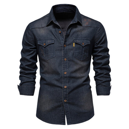 Chemise en jean décontractée à manches longues pour homme
