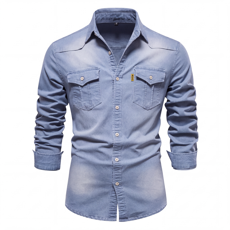 Chemise en jean décontractée à manches longues pour homme