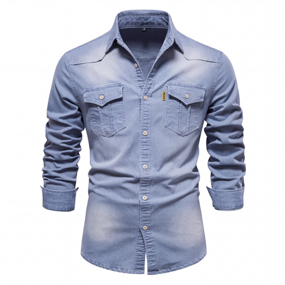 Chemise en jean décontractée à manches longues pour homme