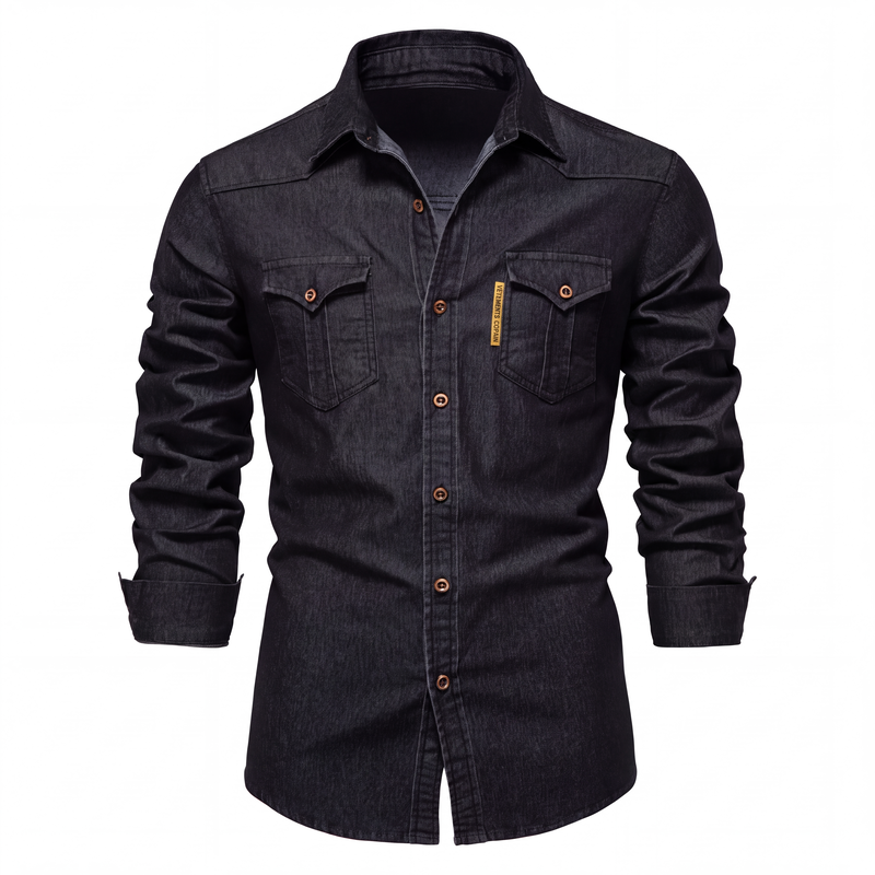 Chemise en jean décontractée à manches longues pour homme