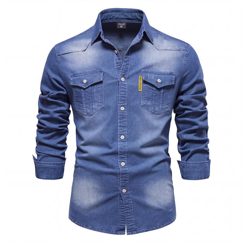 Chemise en jean décontractée à manches longues pour homme