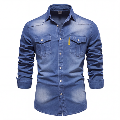 Chemise en jean décontractée à manches longues pour homme