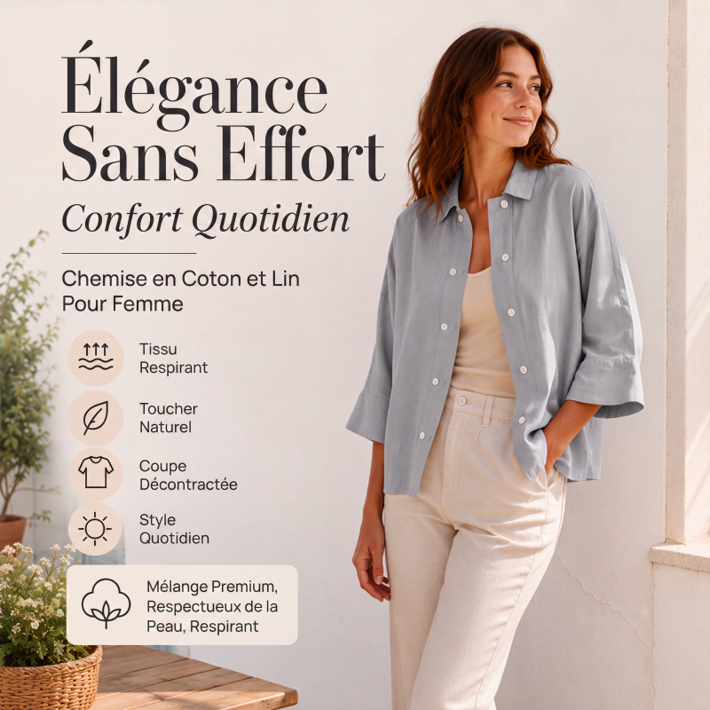 Chemise à manches courtes double boutonnage pour femme